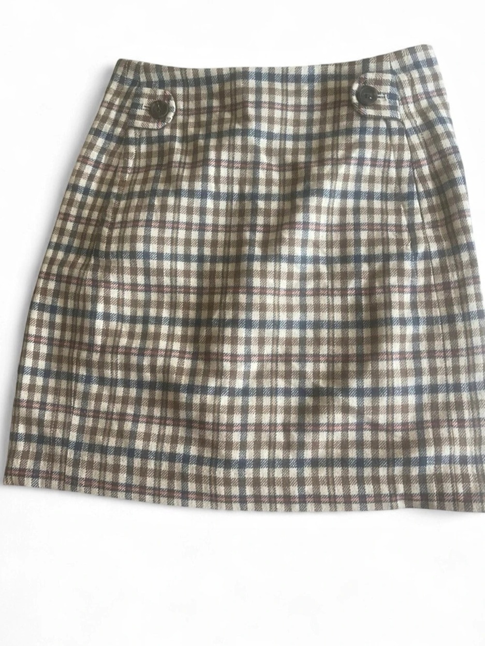 BANANA REPUBLIC Retro Plaid Tartan Wool-Blend Autumnal Mini Skirt | SIZE 00